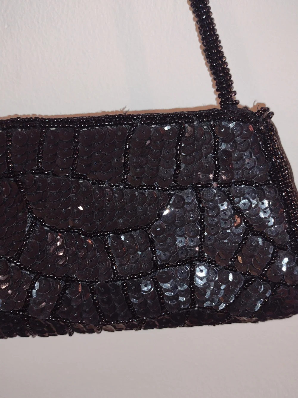 Bijoux Terner Black Beaded Sequin Shoulder Clutch